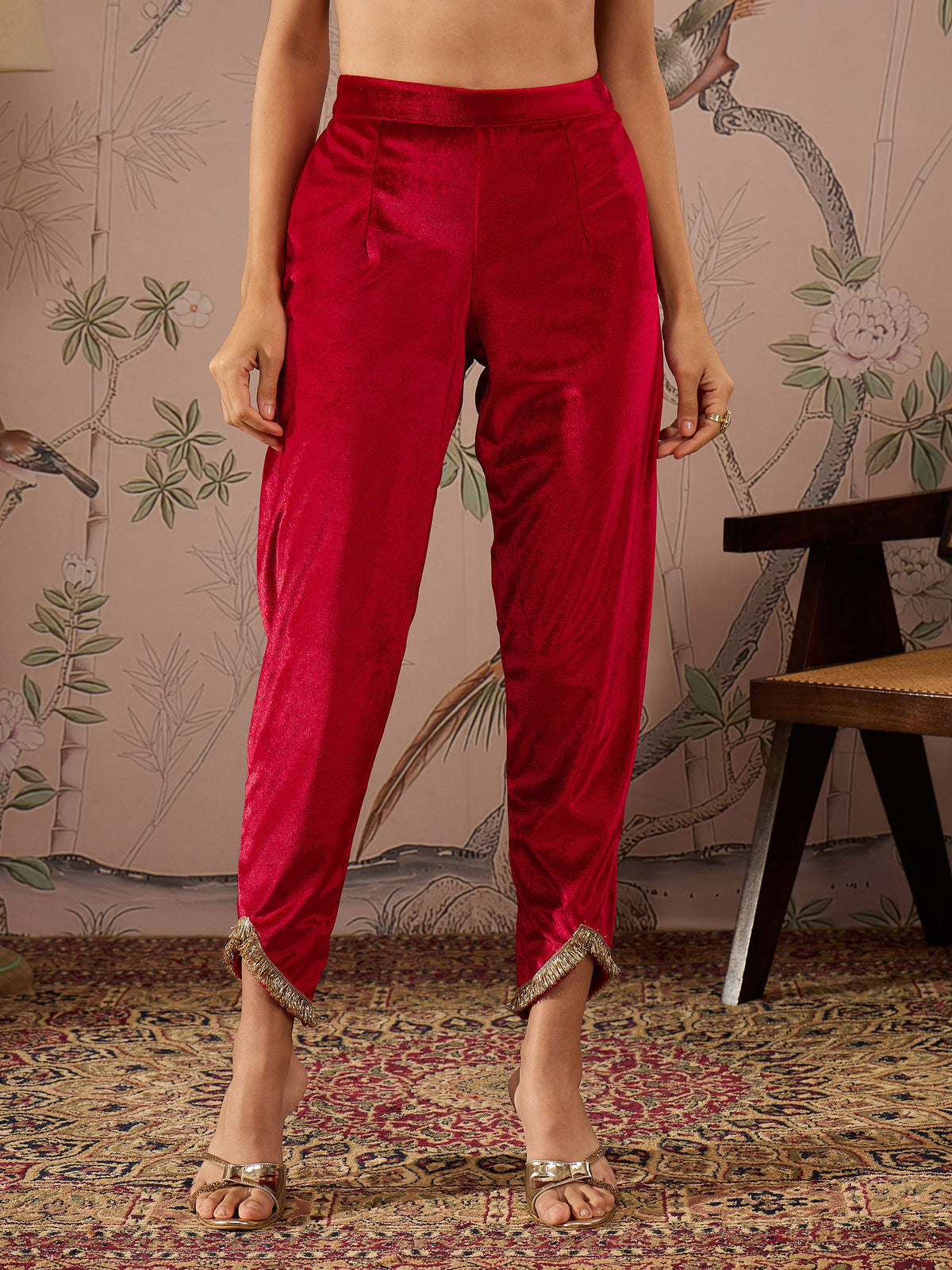 Red Velvet Tulip Pants -Shae by SASSAFRAS