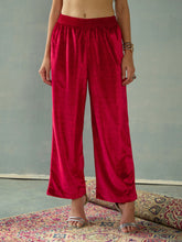 Red Velvet Elasticated Pants-Shae by SASSAFRAS