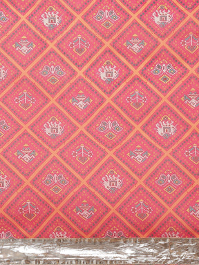 Women Pink Patola Saree With Pink Unstitched Blouse