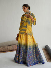 Yellow & Blue Floral Blazer Top With Anarkali Skirt -Shae by SASSAFRAS