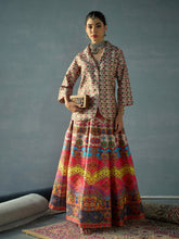 Beige Multi Floral Blazer Top With Anarkali Skirt -Shae by SASSAFRAS