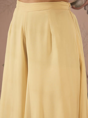 Women Gold Sequins Peplum Top With Flared Pants