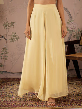 Women Gold Sequins Peplum Top With Flared Pants