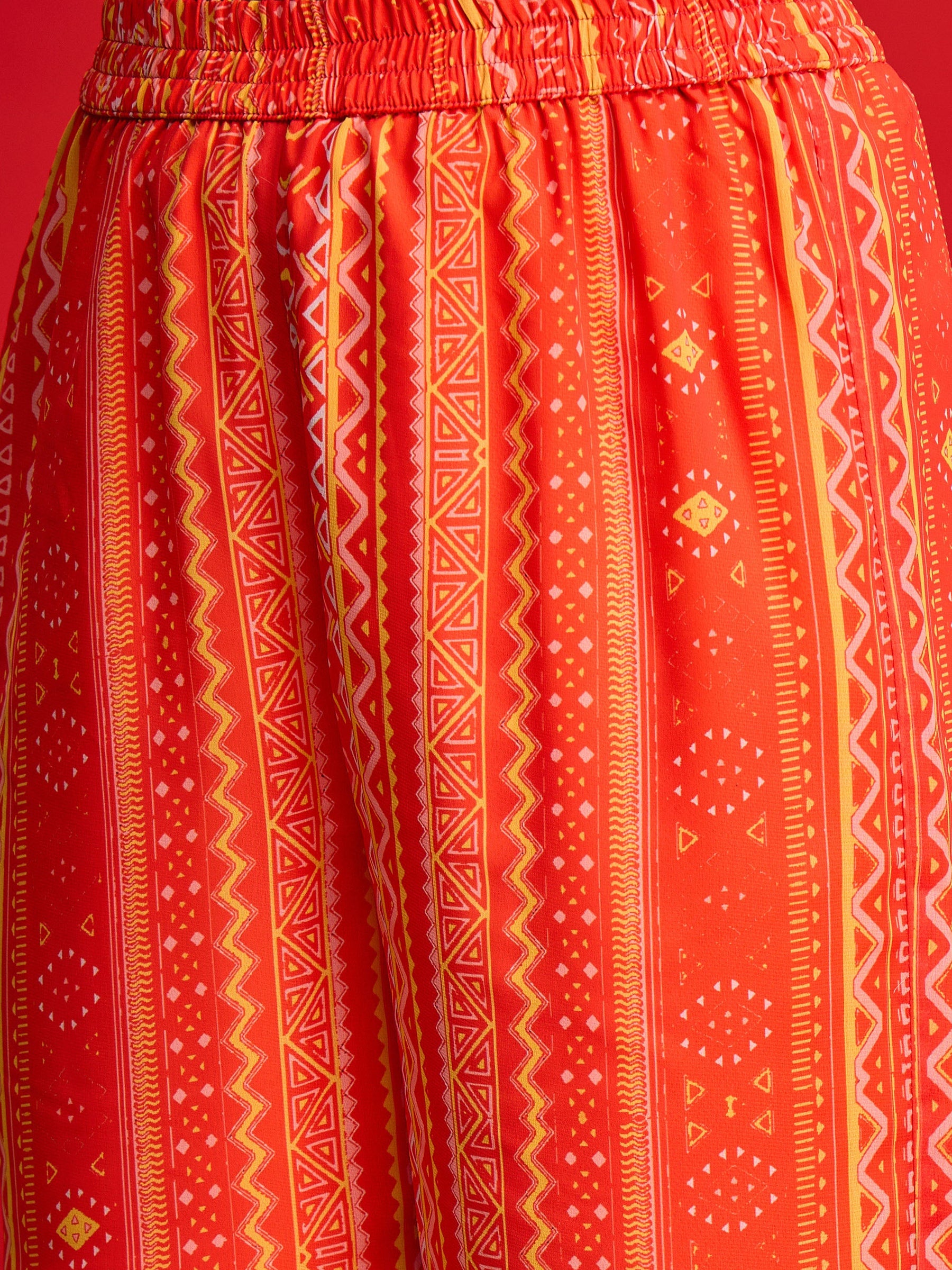 Orange Floral Anarkali Kurta With Straight Pants-Shae by SASSAFRAS