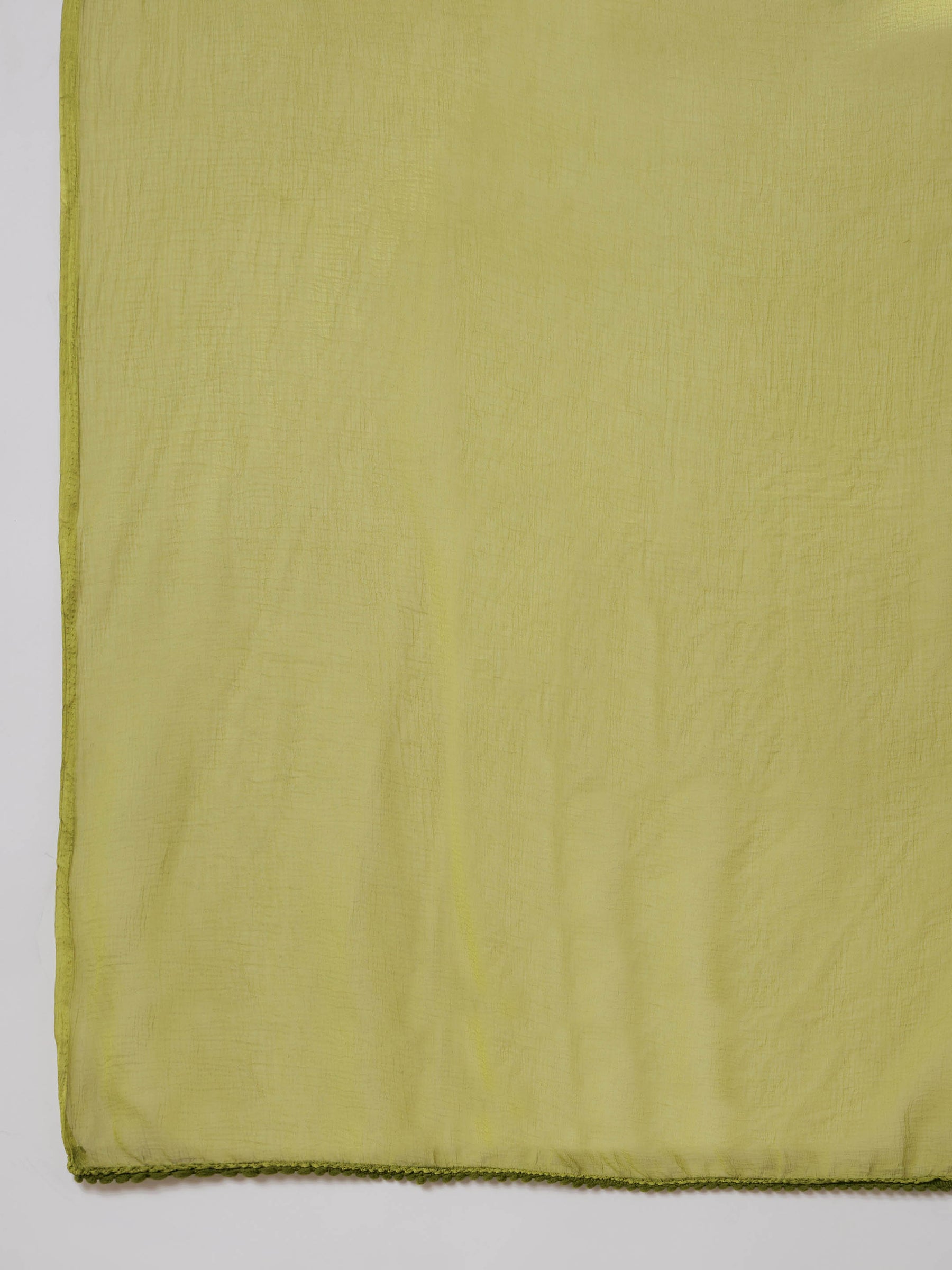 Women Green & White Floral Rayon Kurta With Salwar & Dupatta