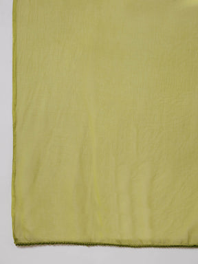 Women Green & White Floral Rayon Kurta With Salwar & Dupatta