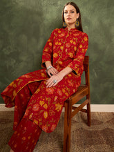 Maroon Floral Wood Button Kurta With Pants -Shae by SASSAFRAS