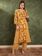 Mustard Floral Front Yoke Kurta With Pants -Shae by SASSAFRAS