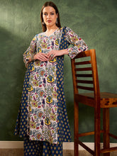 Blue Floral Front Yoke Kurta With Pants -Shae by SASSAFRAS