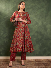 Maroon Floral Button Pocket Kurta With Pants -Shae by SASSAFRAS
