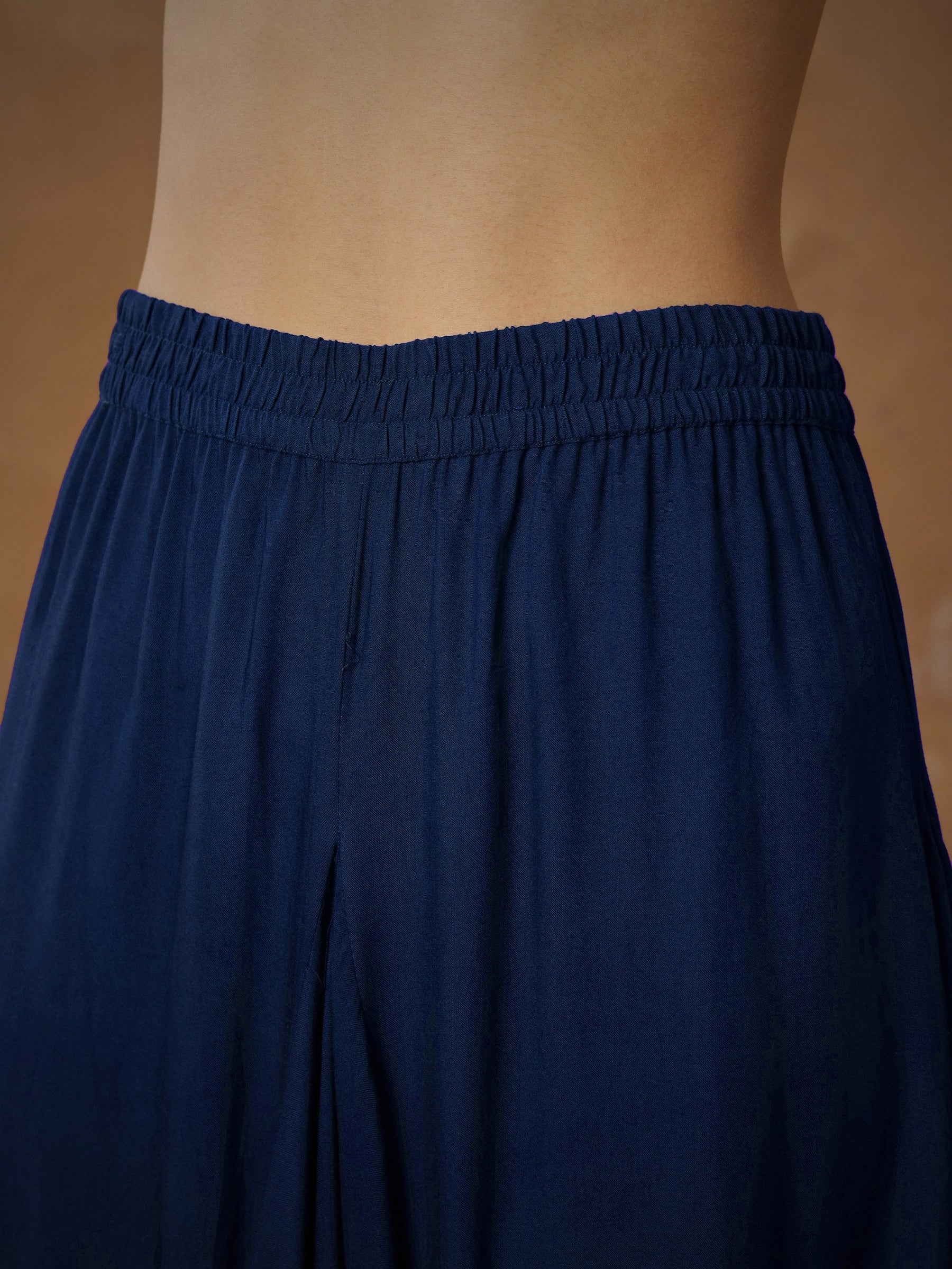 Navy Embroidered Short Kurta With Dhoti Skirt-Shae By SASSAFRAS