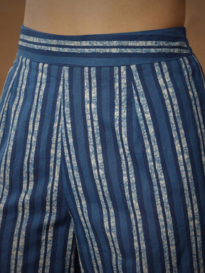 Navy Floral Tiered Anarkali Kurta With Pants & Dupatta-Shae By SASSAFRAS
