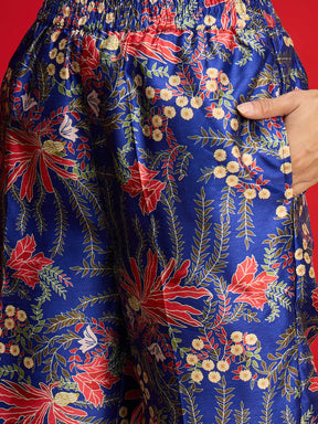 Navy Floral Blazer With Tapered Pants-Shae By SASSAFRAS