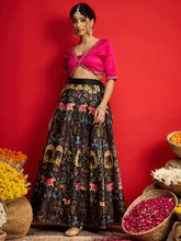 Fuchsia Poly Silk Crop Top With Anarkali Skirt -Shae By SASSAFRAS