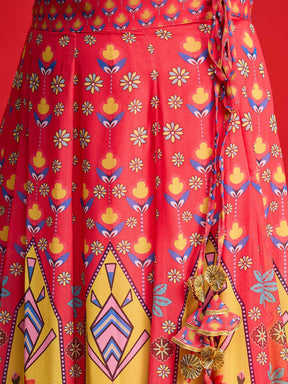 Blue Velvet Crop Top With Anarkali Skirt -Shae By SASSAFRAS