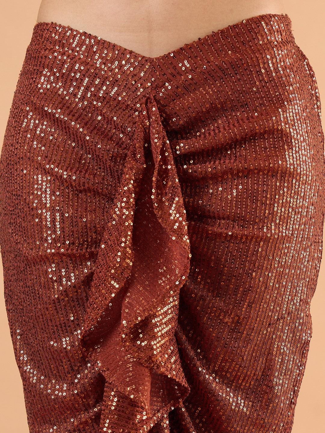 Rust sequence Crop Top With Front Frill Skirt -Shae by SASSAFRAS