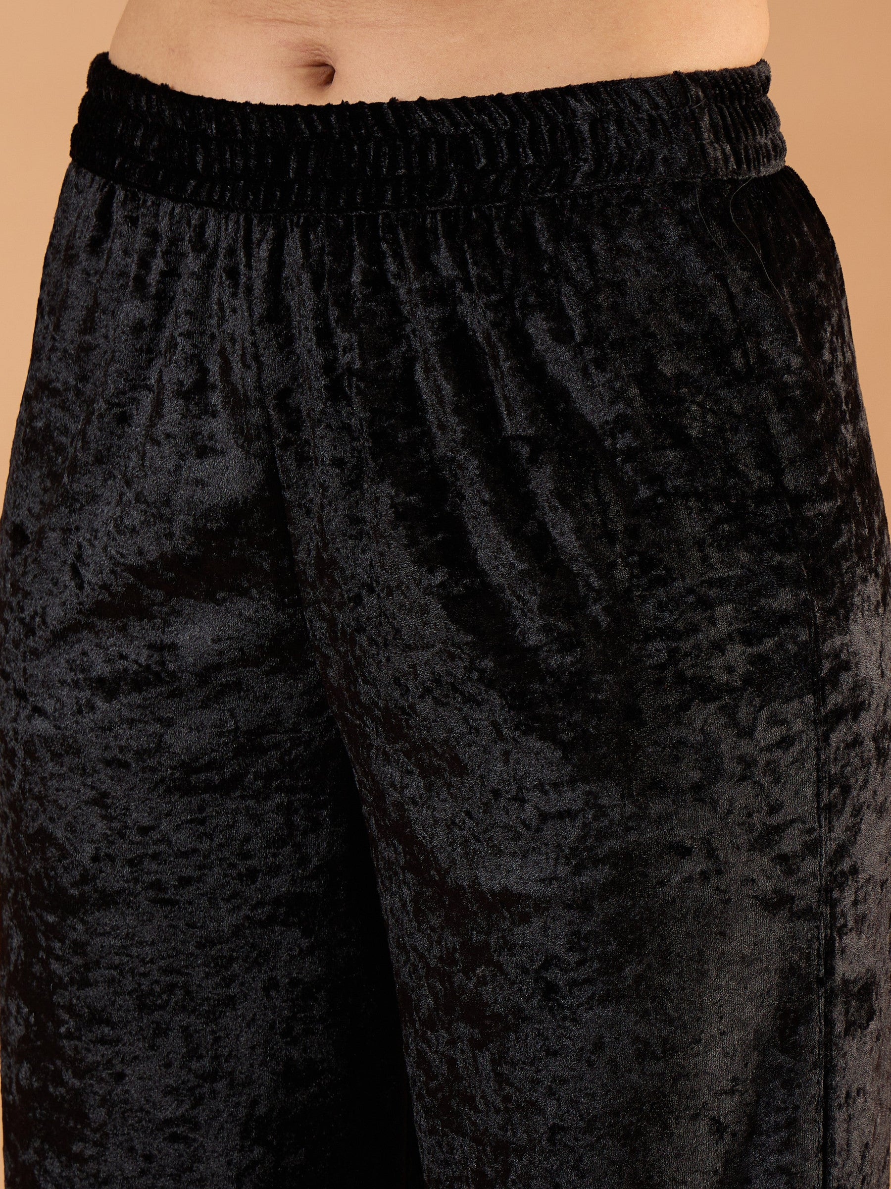 Black Velvet V Neck Embroidered Kurta With Straight Pants -Shae by SASSAFRAS