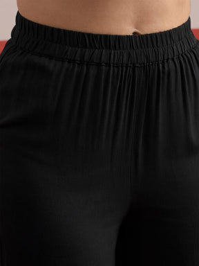 Black Embroidered Sleeveless Button Down Top With Palazzos-Shae by SASSAFRAS