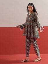 Green Floral Choga Kurta With Farshi Salwar-Shae by SASSAFRAS