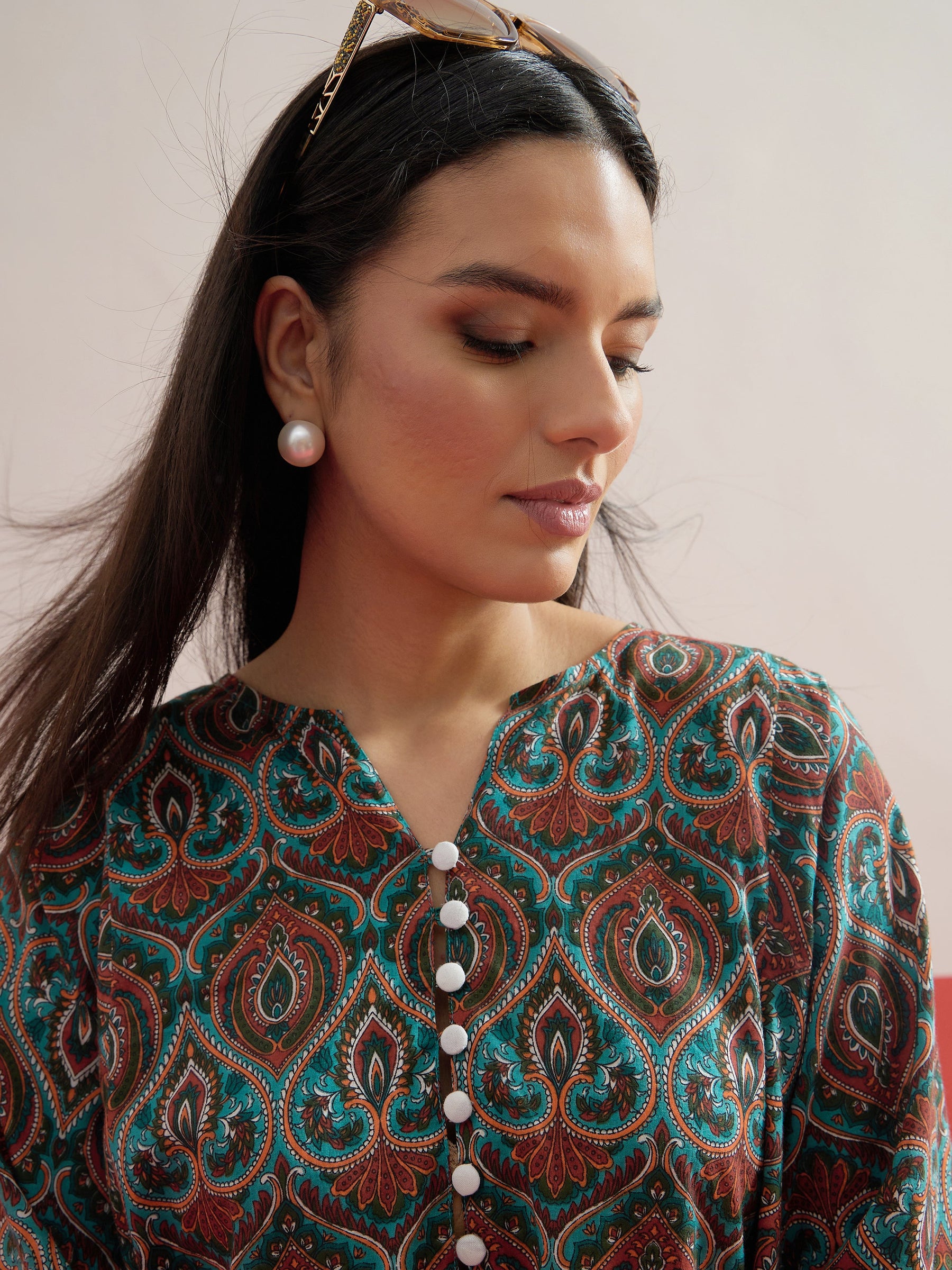 Green Floral Choga Kurta With Farshi Salwar-Shae by SASSAFRAS