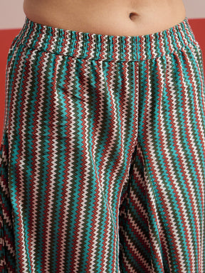 Green Floral Button Down Top With Dhoti Skirt-Shae by SASSAFRAS