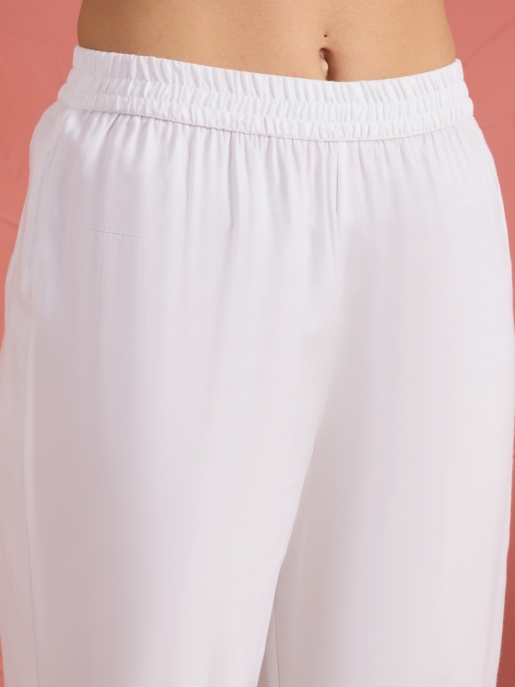 White Embroidered Choga Kurta With Pencil Pants-Shae by SASSAFRAS