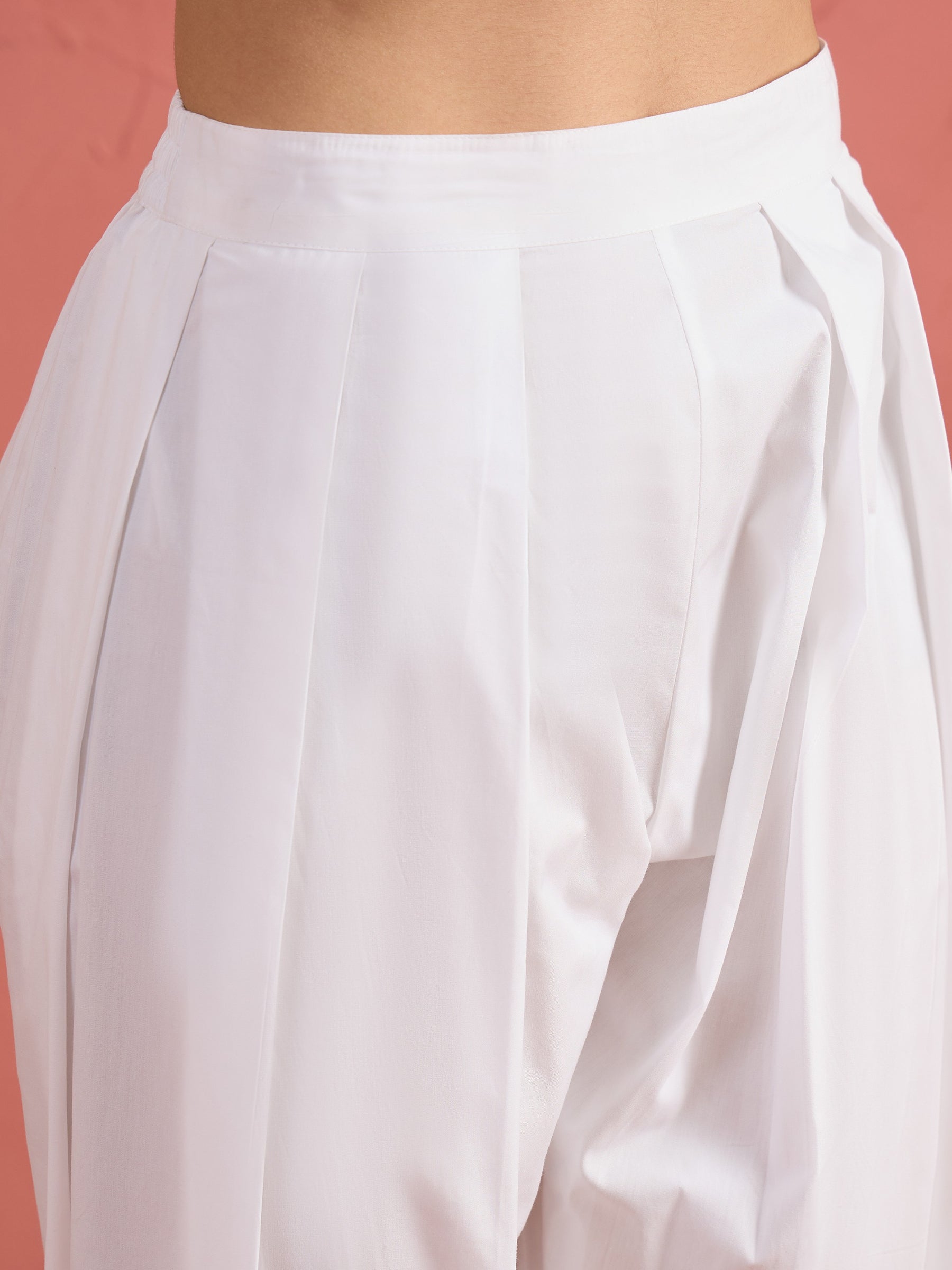 Women White Embroidered Short Kurta With Farshi Salwar