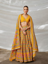Yellow Embroidered Crop Top With Anarkali Skirt & Dupatta-Luxe - Shae by SASSAFRAS