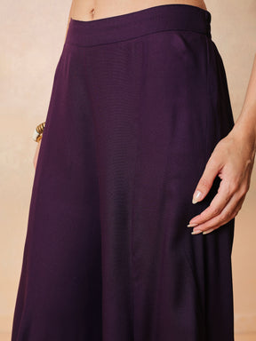 Purple Embroidered Top With Palazzo Pants -Shae by SASSAFRAS