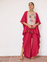 Fuchsia Embroidered Patch Kaftan With Tulip Pants -Shae by SASSAFRAS