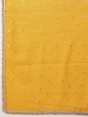 Women Yellow Embroidered Short Kurta With Sharara Pants & Dupatta