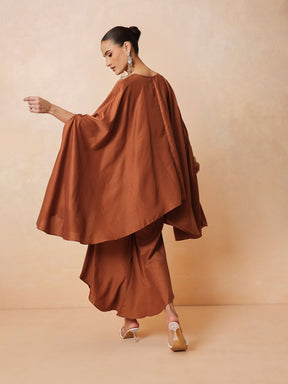 Rust Embroidered Kaftan With Flared Pants -Luxe - Shae by SASSAFRAS