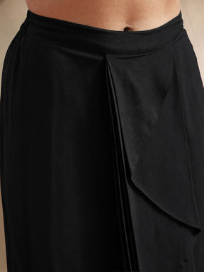 Black Embroidered Strappy Top With Dhoti Skirt -Shae by SASSAFRAS