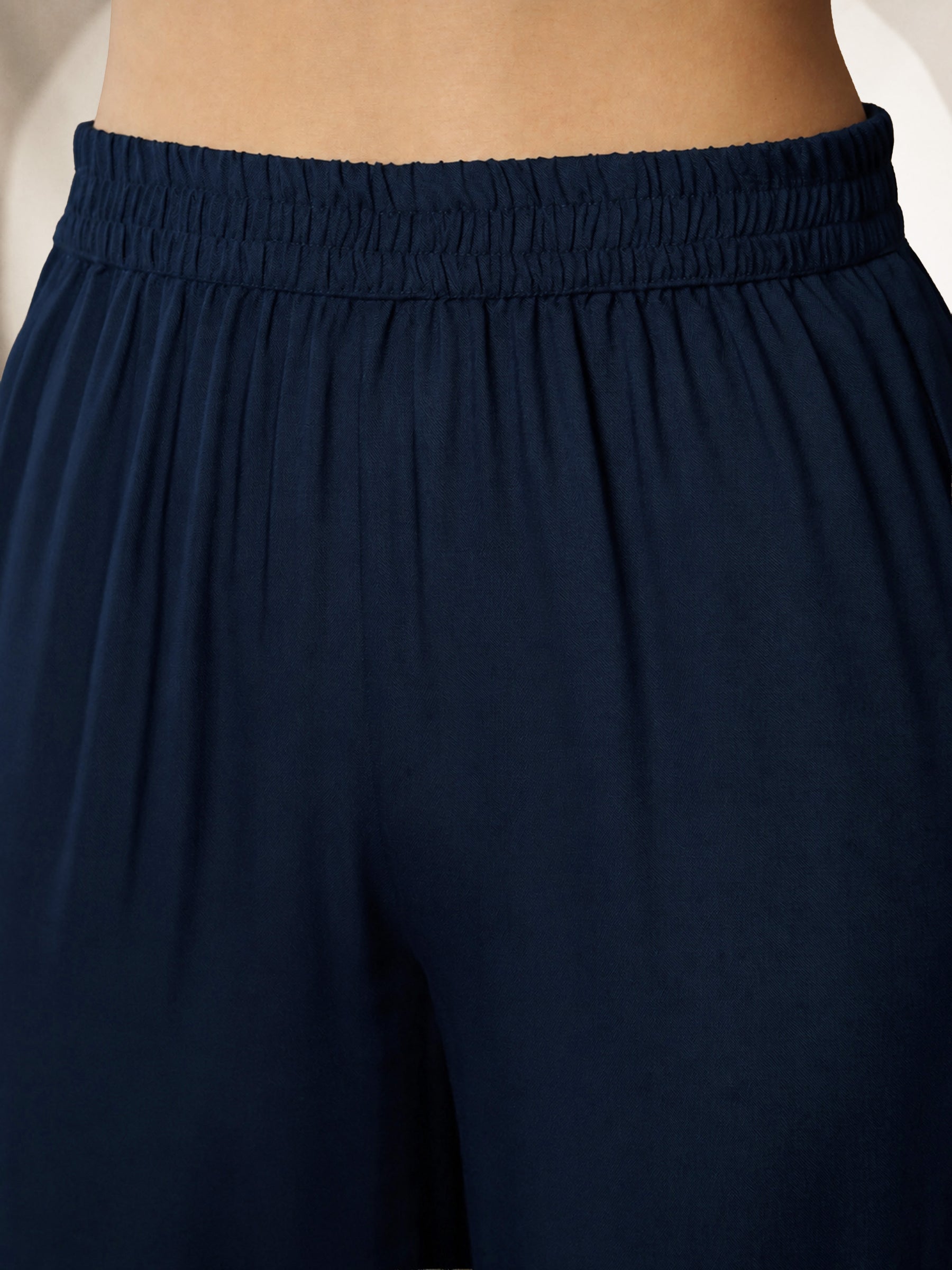Navy Embroidered Kaftan With Cami & Straight Pants-Shae by SASSAFRAS