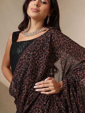 Black Sequin Corset Top With Drape Flared Skirt-Shae by SASSAFRAS