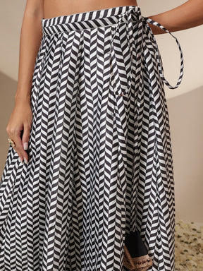 Black Double Breasted Blazer With Anarkali Skirt-Shae by SASSAFRAS