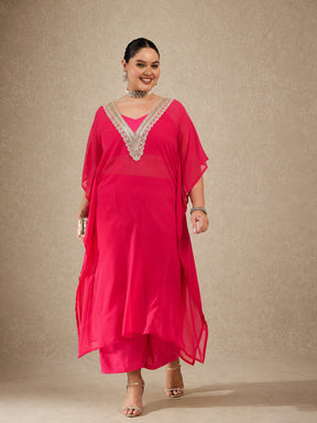 Fuchsia Kaftan With Cami & Straight Pants-Shae by SASSAFRAS