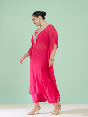 Fuchsia Kaftan With Cami & Straight Pants-Shae by SASSAFRAS