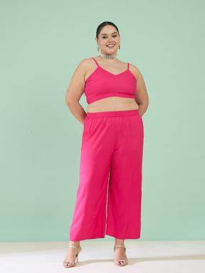 Women Fuchsia Kaftan With Cami & Straight Pants
