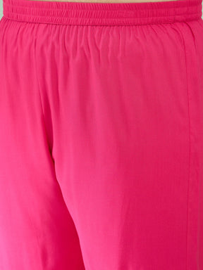 Women Fuchsia Kaftan With Cami & Straight Pants
