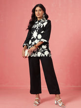Black Woollen Embroidered Shirt With Pants-Shae by SASSAFRAS