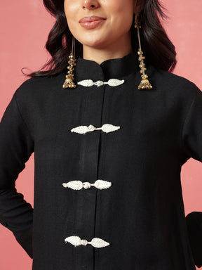 Black Woollen Jacket With Balloon Pants -Shae by SASSAFRAS