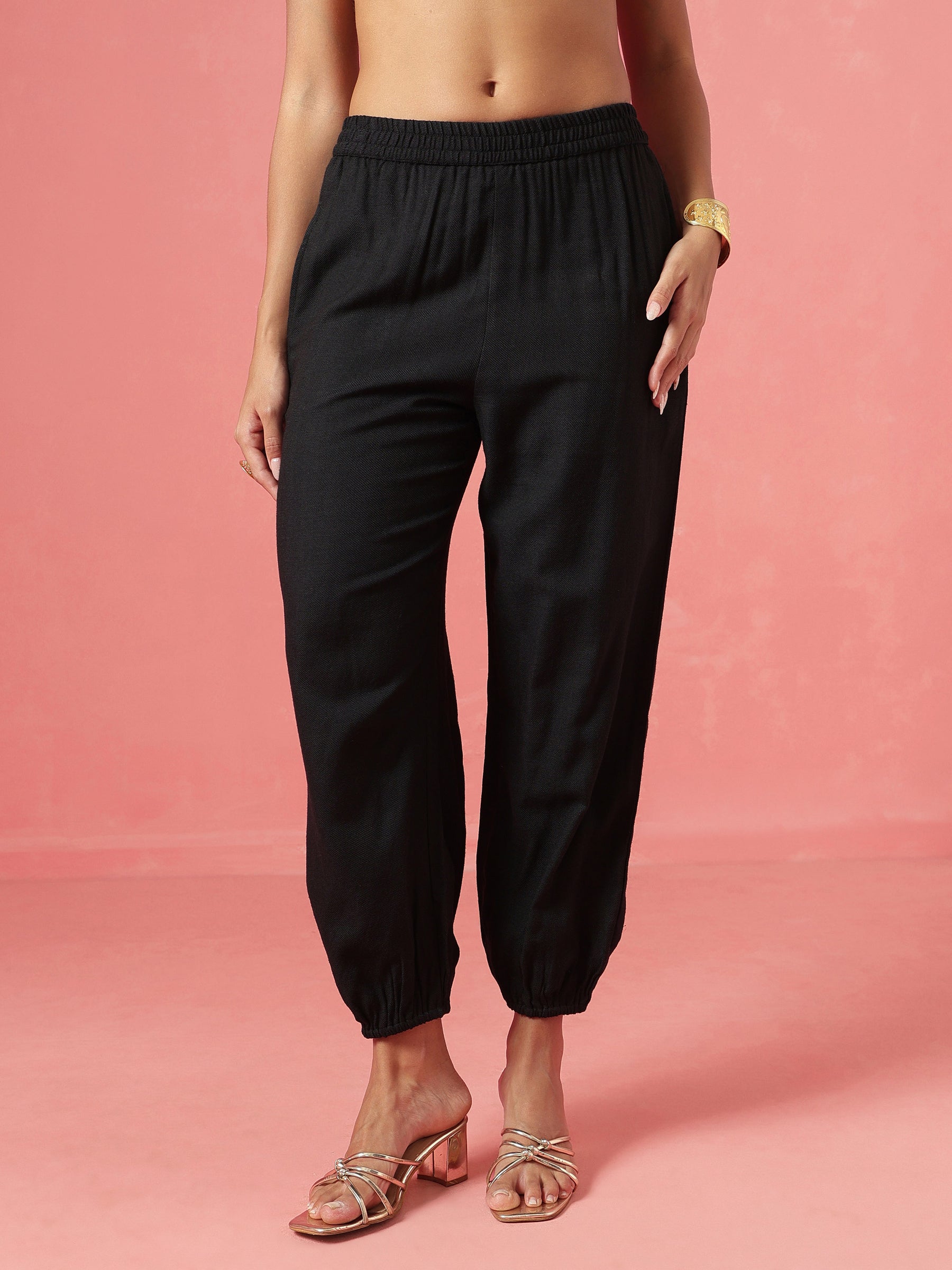 Black Woollen Jacket With Balloon Pants -Shae by SASSAFRAS