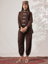 Brown Woollen Jacket With Balloon Pants -Shae by SASSAFRAS