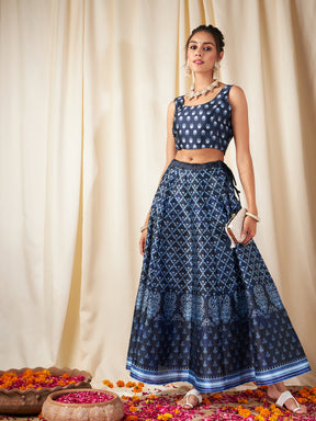 Indigo Kali Floral Anarkali Skirt