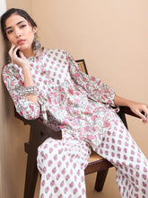 White Floral Sleeve Knot Buttonned Kurti -Shae by SASSAFRAS