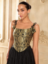 Black Brocade Corset Top-Shae by SASSAFRAS