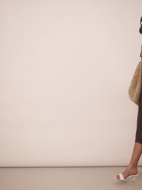 Women Coffee Brown Multi Design Button Down Midi Dress