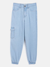 Girls Ice Blue Denim Jogger Jeans-Girls Jeans-SASSAFRAS