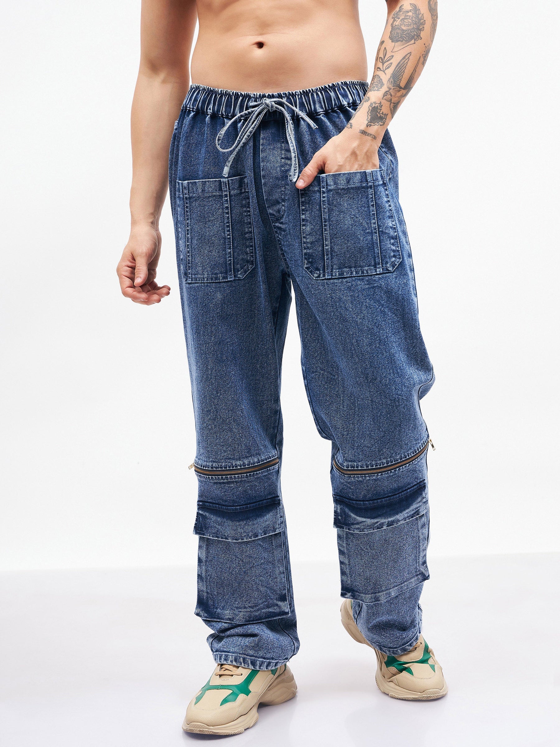 Washed Baggy Wide Leg Jeans in Light Blue - Retro Denim Pants –  Prisoner.wtf™